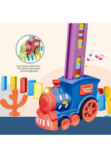 Domino Taşı Dizen Tren Pilli Sesli Işıklı Hareketli 60 Parça Eğitici Tren Oyunu