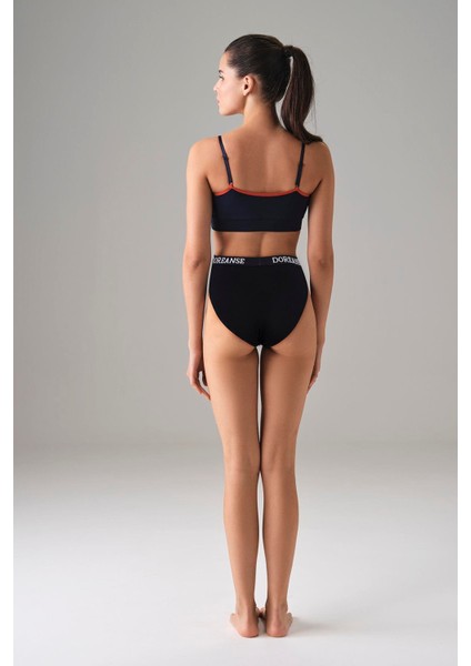 Kadın Siyah V Kesim Yüksek Bel Slip 7154