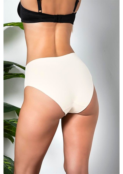 3'lü Paket Dikişsiz, Iz Yapmaz, Lazer Kesim, Yüksek Bel Slip Külot Ekru (BRF21263)