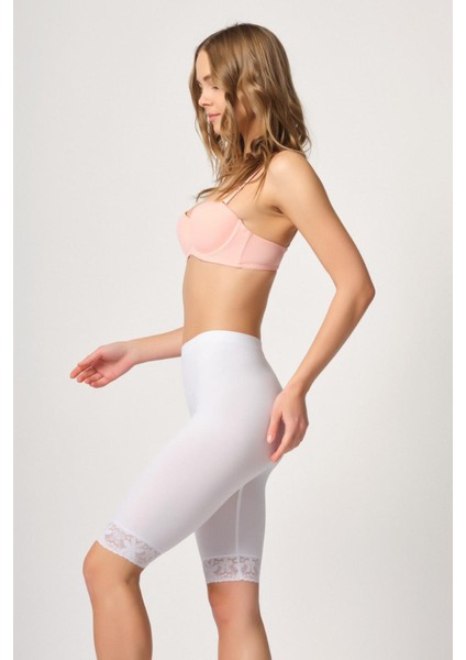 Beyaz Mı Emay 3004 Soft Uzun Paça Dantel Boxer
