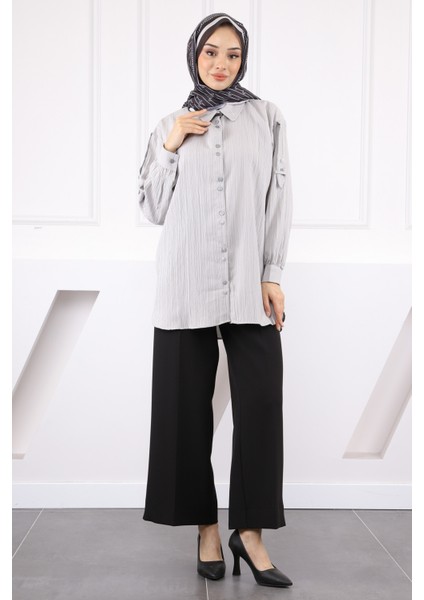 Taş Kol Detaylı Gömlek