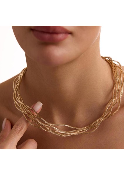 14 Ayar Altın İtalyan Beşli Sarmaşık Kolye