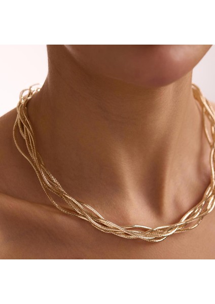 14 Ayar Altın İtalyan Beşli Sarmaşık Kolye modelleri