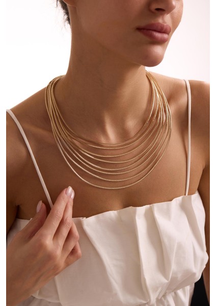 14 Ayar Altın İtalyan 8 Sıra Kolye