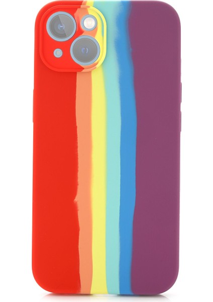 iphone 12 Uyumlu Kılıf Gökkuşağı Rainbow Lansman Silikon-Leke Tutmayan Yüzey-Tam Koruma Sağlar