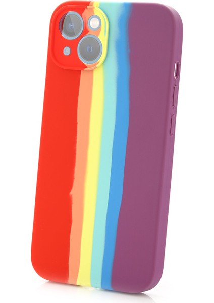 iphone 12 Uyumlu Kılıf Gökkuşağı Rainbow Lansman Silikon-Leke Tutmayan Yüzey-Tam Koruma Sağlar