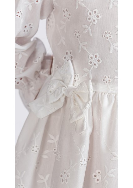 Kız Çocuk Uzun Kollu Kolları Lastikli Gupürlü Kurdele Detaylı Elbise ELB.2774 fırsatları