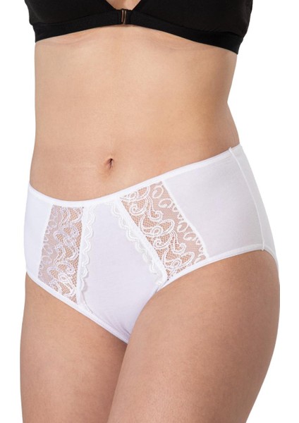 Beyaz Mı Emay 1445 Modal Cotton Yüksekbel Dantelli Külot