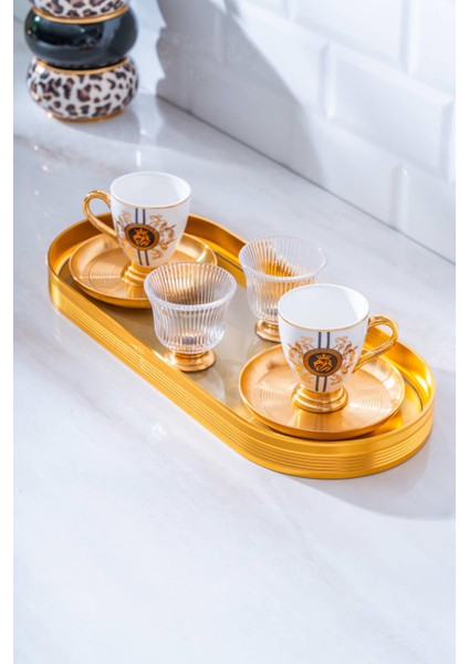 Osteria 2 Kişilik Cam Tepsili Kahve Fincanı Takımı - 90 ml