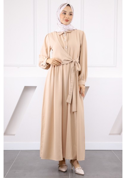 Vizon Yan Bağlamalı Linda Elbise