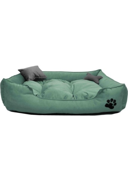 Kedi & Küçük Irk Köpek Yatağı Yıkanabilir Yüksek Kaliteli Kumaş Pati Işlemeli