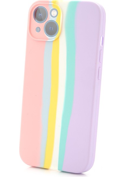 iphone 13 Pro Uyumlu Kılıf Gökkuşağı Rainbow Lansman Silikon-Leke Tutmayan Yüzey-Tam Koruma
