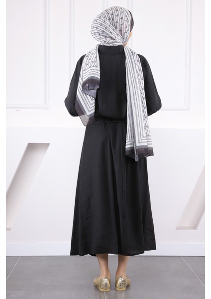 Siyah Önü Fırfırlı Modal Gömlek Etekli Takım modelleri