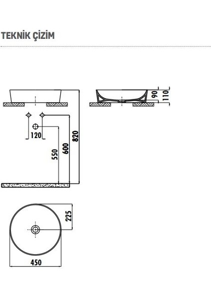 Ø 45 cm Ultra Tezgah Üstü Çanak Lavabo UL145