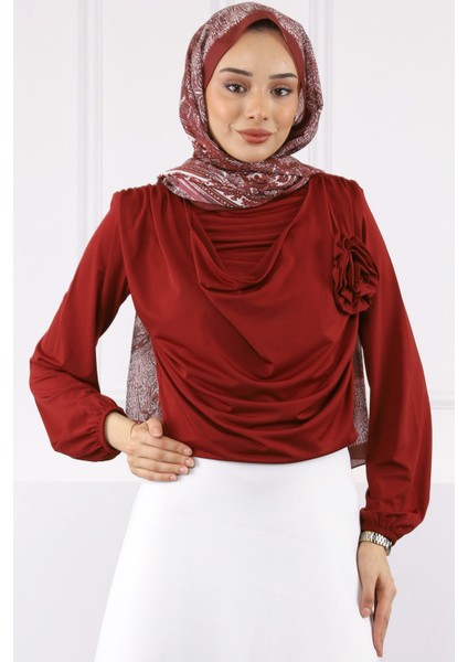 Bordo Gül Aksesuarlı Sandy Bluz fiyatları
