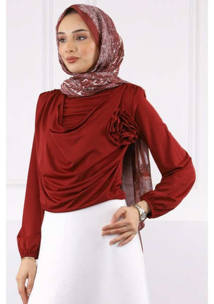 Bordo Gül Aksesuarlı Sandy Bluz fırsatları