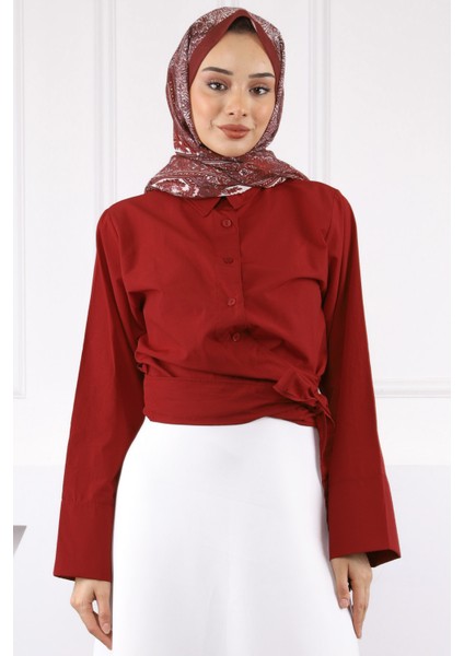 Bordo Bel Bağlamalı Gömlek fiyatları