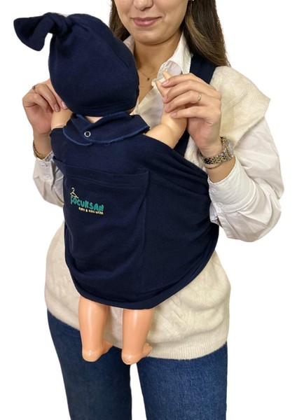 Anne- Bebek Konforu Için Cepli Lacivert Bebek Taşıma Anakucağı – Pratik ve Şık Sling Tasarım