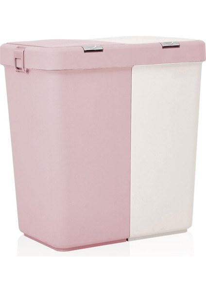 Duo Laundry Çamaşır Sepeti - Pembe / Beyaz - 80 lt