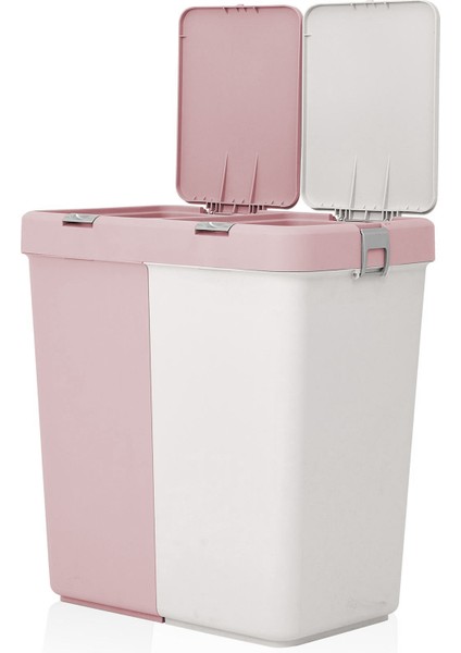Duo Laundry Çamaşır Sepeti - Pembe / Beyaz - 80 lt