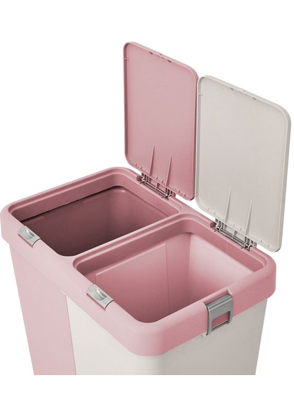 Duo Laundry Çamaşır Sepeti - Pembe / Beyaz - 80 lt