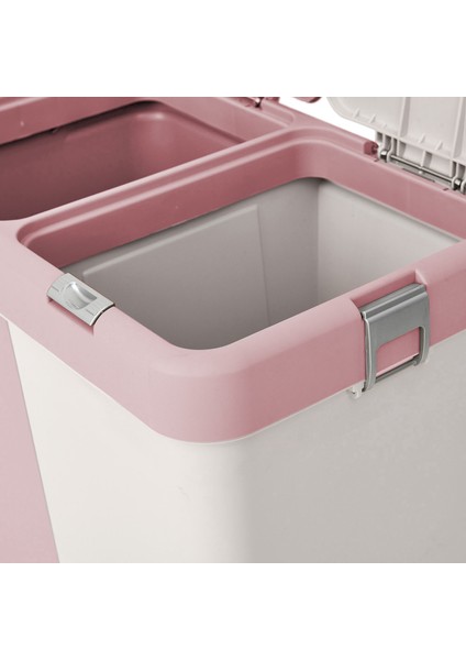 Duo Laundry Çamaşır Sepeti - Pembe / Beyaz - 80 lt