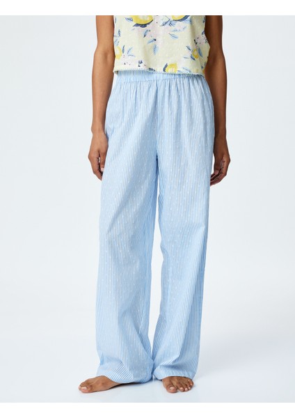 Beli Lastikli Pamuklu Çizgili Rahat Kesim Pijama Altı modelleri