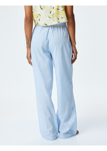 Beli Lastikli Pamuklu Çizgili Rahat Kesim Pijama Altı fırsatları