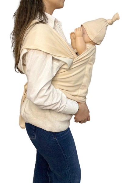 Anne- Bebek Konforu Için Cepli Krem Bebek Taşıma Anakucağı – Pratik ve Şık Sling Tasarım modelleri