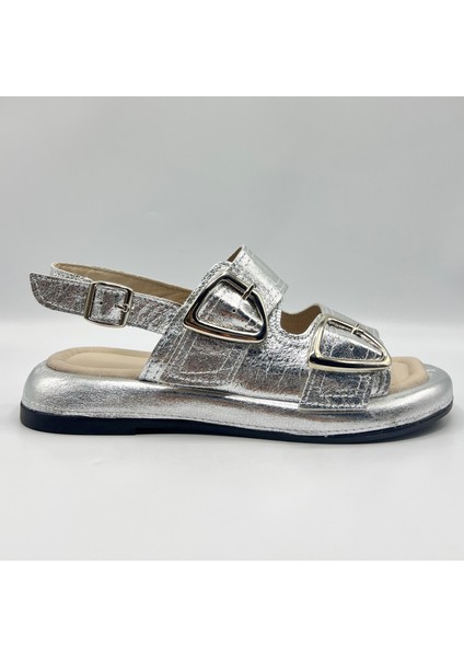 Exclusive Siesta Silver Hakiki Deri Kadın Sandalet