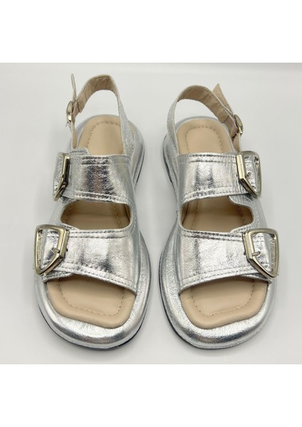 Exclusive Siesta Silver Hakiki Deri Kadın Sandalet modelleri