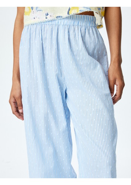 Beli Lastikli Pamuklu Çizgili Rahat Kesim Pijama Altı indirimleri