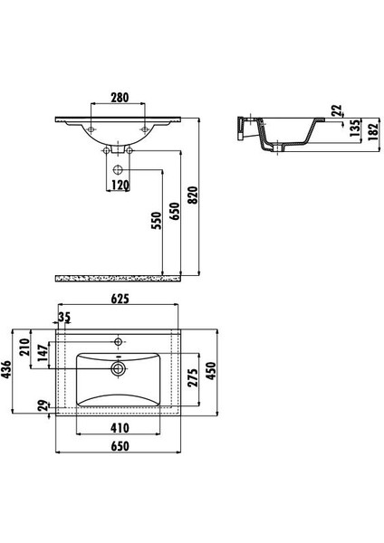Su 45x65 cm Etajerli Mobilya Dolap Uyumlu Lavabo SU065 fiyatları