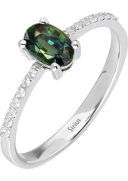 Pırlanta ve Oval Kesim Yeşil Safir Taşlı Yüzük 0417R0256 fiyatları