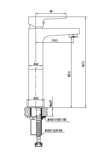 SR6500G Sharp Setüstü Lavabo Bataryası Altın