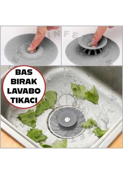 Bas Çek Plastik Slikon Lavabo ve Küvet Gider Tıkacı, Lavabo Süzgeci Gider Tıpası