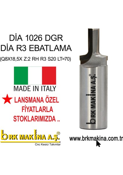 8 mm Dia R3 Ebatlama (Made In Italy)