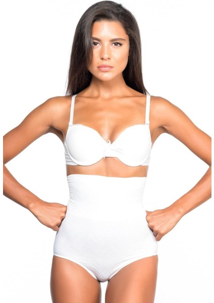 Beyaz Mı Emay 2079 Yüksek Bel Desenli Double Slip Korse