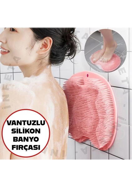 Vantuzlu Silikon Banyo Fırçası Ayak Masaj Pedi Sırt Kesesi Vücut Yıkama Lifi