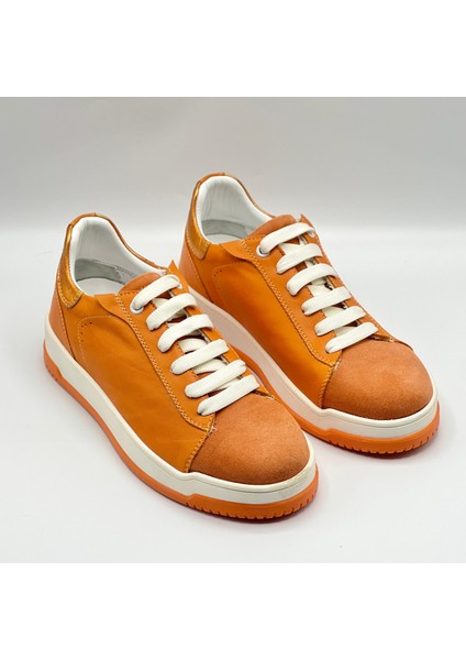 Pia Turuncu Kadın Sneaker - Hakiki Deri & Süet | Rahat Tabanlı Spor Ayakkabı fiyatları