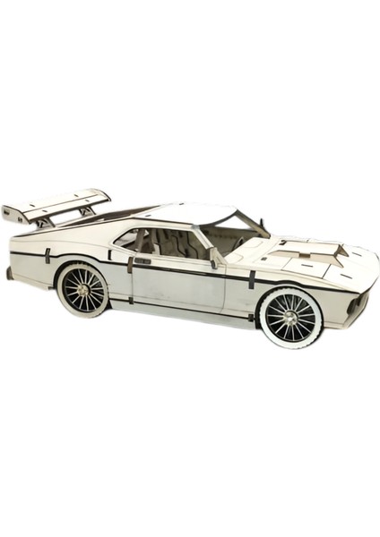 Ahşap Mustang Araba Maketi - 91 Parça 3D Puzzle Maket - Ahşap Hobi ve Dekor Ürünü