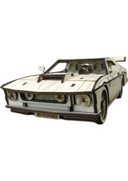 Ahşap Mustang Araba Maketi - 91 Parça 3D Puzzle Maket - Ahşap Hobi ve Dekor Ürünü