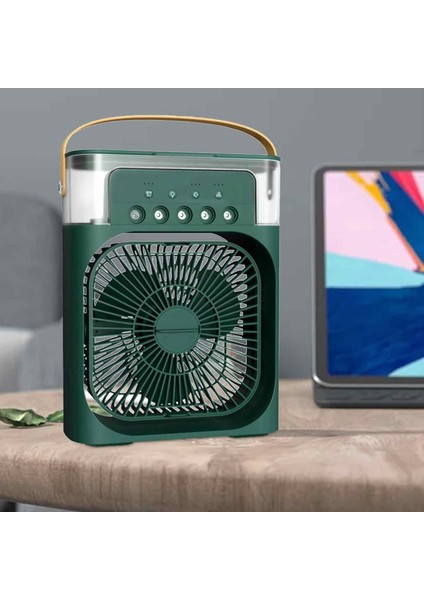 Blic BWFN10 Yeşil Buzlu Vantilatör Mini Fan 5 Spreyli Su Püskürtmeli 600 ml Buhar Makinesi Nemlendirici Mini Klima