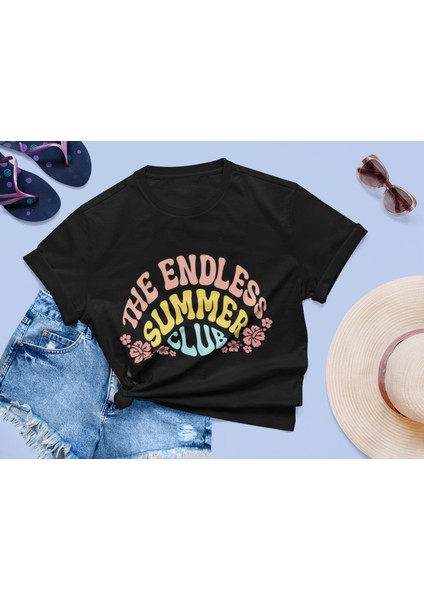 The Endless Summer Baskılı Standart Kalıp Bisiklet Yaka Pamuklu Kadın Tişört