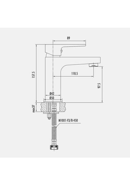SR1500S Sharp Lavabo Armatürü Mat Siyah