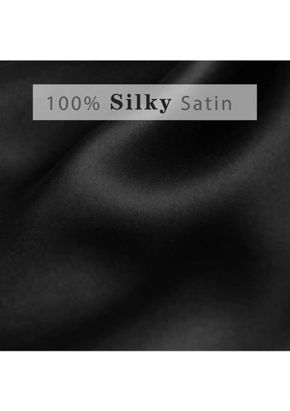 %100 Saten 50X70 cm 2 Adet Saten Yastık Kılıfı ve 2 Adet Toka Siyah Renk