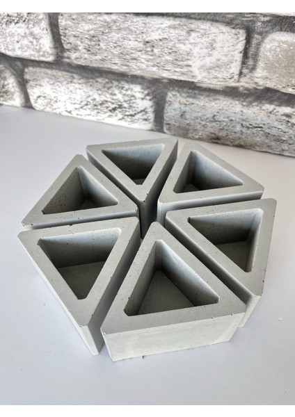 Beton Saksı Üçgen Model 6 Lı Set