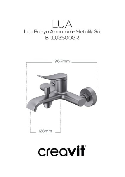 Lua Mat Gri Aplike Banyo Bataryası