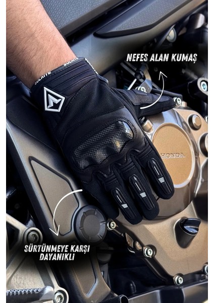 Motosiklet Eldiveni Dokunmatik Motor Eldiven Avuç Içi Korumalı Motorcu Eldiveni Karbon Koruma
