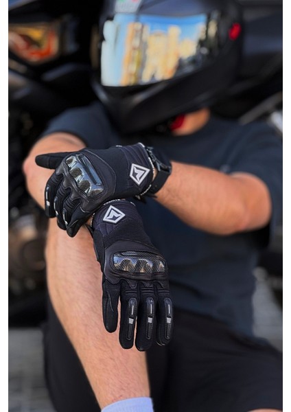 Motosiklet Eldiveni Dokunmatik Motor Eldiven Avuç Içi Korumalı Motorcu Eldiveni Karbon Koruma